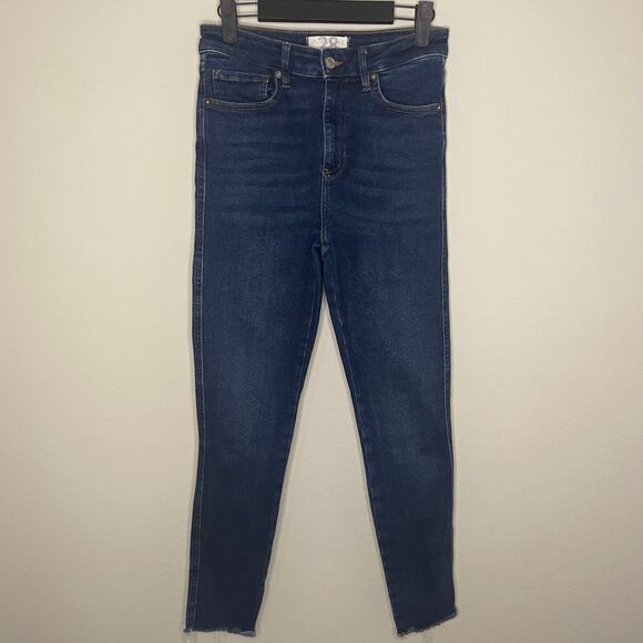 Free People Denim - Free People High-Rise Skinny Jeans Dark Wash Cutoff Hem - Size 28